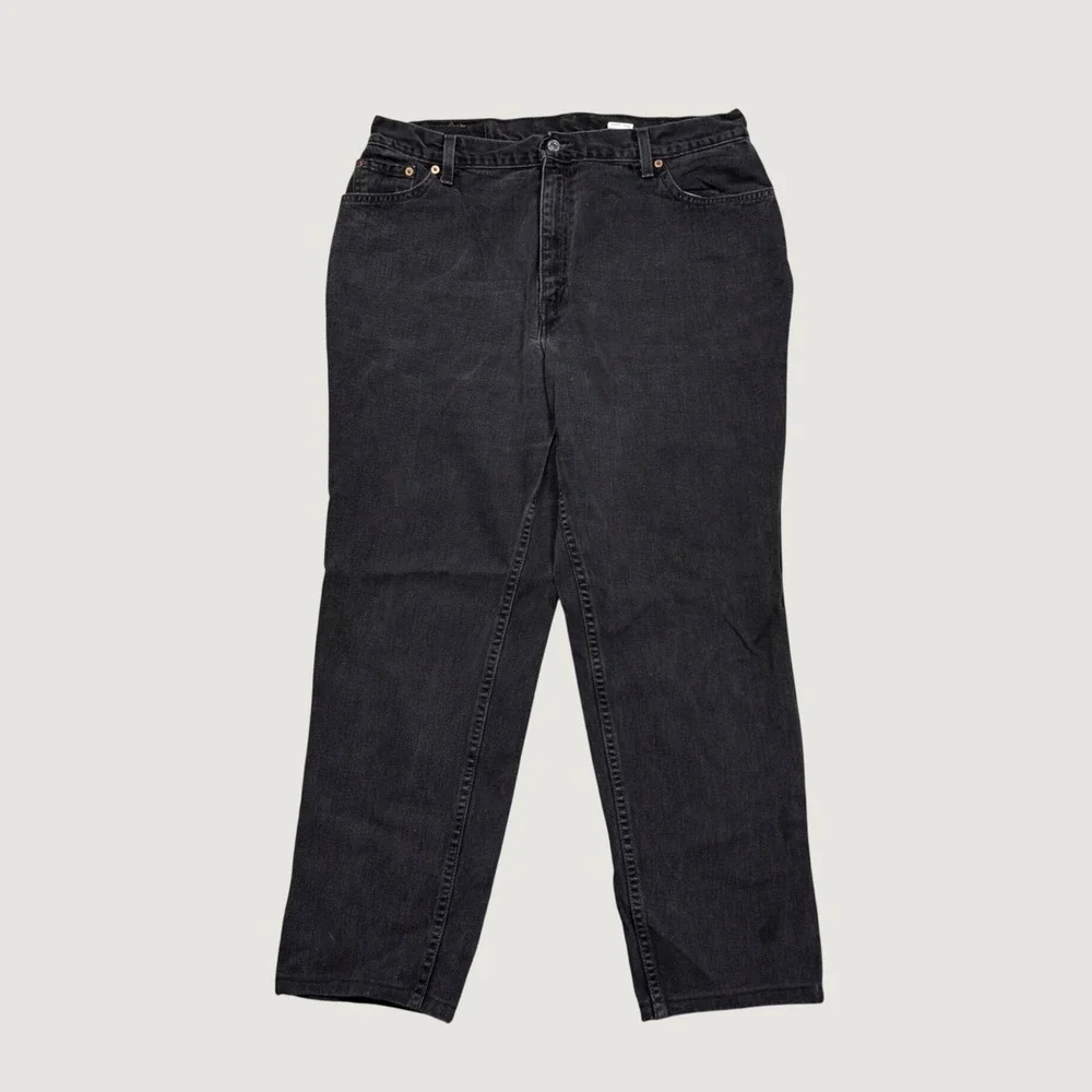 Levis 550 Relaxed Fit Tapered Leg Black Denim Jeans Mens 35x30 Faded